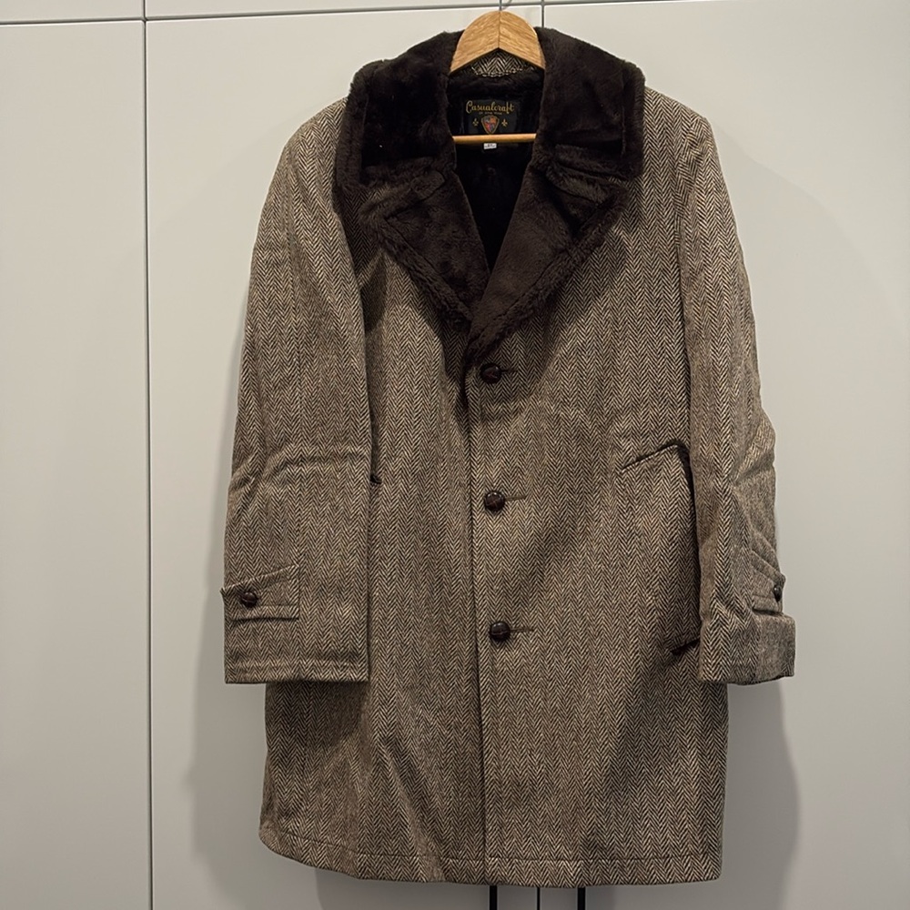 Casualcraft Winter Tweed Wool Overcoat - 38 Regular Men